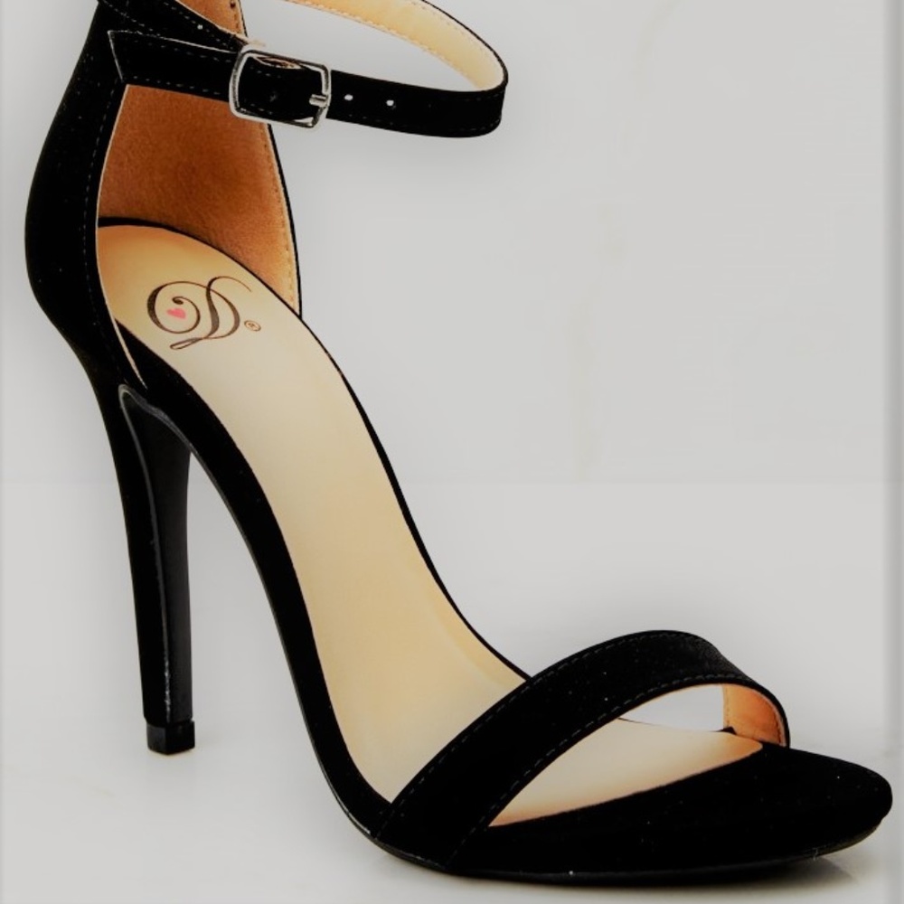 Strappy Velvet Ankle Strap Heels - Vegan Leather